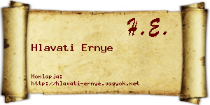 Hlavati Ernye névjegykártya